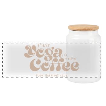 Yoga d’abord, café après - Boîte à biscuits avec couvercle en bois - blanc - Devant