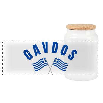 Gavdos griechische Flaggen überschritten – Inselstolz - Panorama Keksdose mit Holzdeckel - Weiß - Vorne