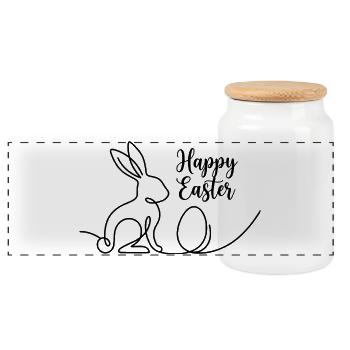 Joyeuses Pâques, Chemise de Pâques Un lapin mignon - Boîte à biscuits avec couvercle en bois - blanc - Devant