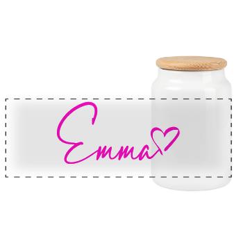 Emma Signature Neon Pink - Panoramic Cookie Jar with Wooden Lid - white - Front