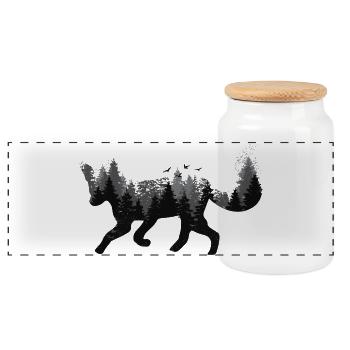 Fox & Forest - Panoramic Cookie Jar with Wooden Lid - white - Front