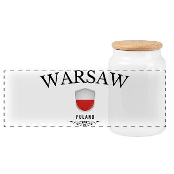 Varsovie souvenir, design élégant Varsovie - Boîte à biscuits avec couvercle en bois - blanc - Devant