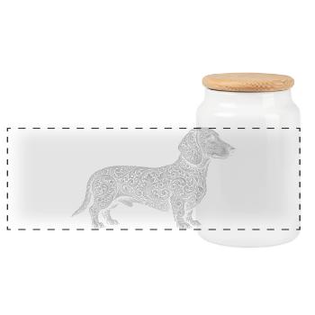 Dachshund - Panoramic Cookie Jar with Wooden Lid - white - Front