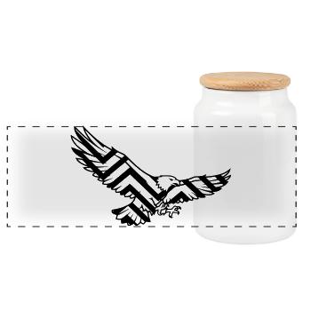 Logo polygonal géométrique Eagle - Boîte à biscuits avec couvercle en bois - blanc - Devant