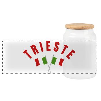 Triester italienisches Flaggenkreuz-Emblem - Panorama Keksdose mit Holzdeckel - Weiß - Vorne