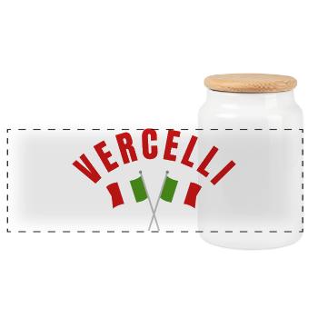 Vercelli avec drapeaux italiens - Boîte à biscuits avec couvercle en bois - blanc - Devant