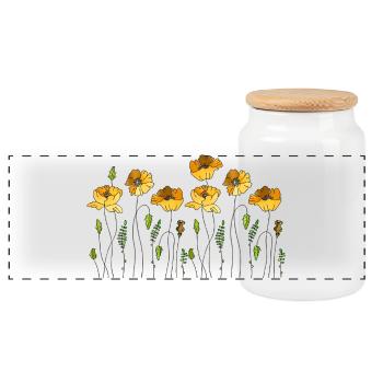 Fleur - Boîte à biscuits avec couvercle en bois - blanc - Devant