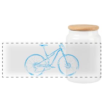 MTB Lineart Blue – Mountain Biker Gift - Panoramic Cookie Jar with Wooden Lid - white - Front