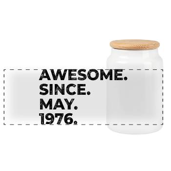 Awesome since May 1976 | Birthday | Gift - Panoramic Cookie Jar with Wooden Lid - white - Front