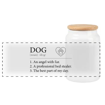 DOG Definition – Witziges Lexikon Design Minimal - Panorama Keksdose mit Holzdeckel - Weiß - Vorne