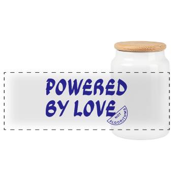 Propulsés par l’amour, pas par des algorithmes - Boîte à biscuits avec couvercle en bois - blanc - Devant