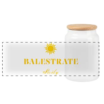 Balestrate Sicily Sun - Boîte à biscuits avec couvercle en bois - blanc - Devant
