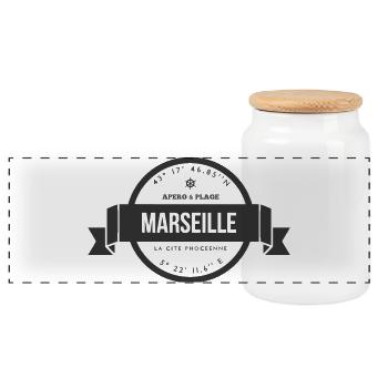Marseille Apéro Plage Coordonnées - Boîte à biscuits avec couvercle en bois - blanc - Devant