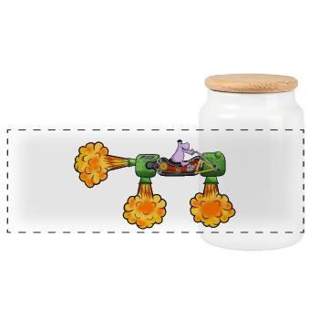 Rocket_Hoverbike_2 - Panoramic Cookie Jar with Wooden Lid - white - Front