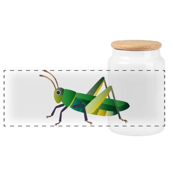 Style nature sauterelle verte - Boîte à biscuits avec couvercle en bois - blanc - Devant