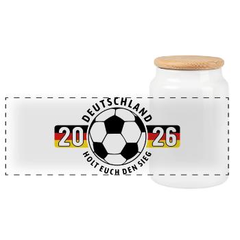 Fußball | Holt euch den Sieg | Deutschland 2026 - Panorama Keksdose mit Holzdeckel - Weiß - Vorne