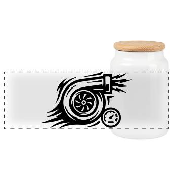 Symbole de réglage du turbo boost - Boîte à biscuits avec couvercle en bois - blanc - Devant