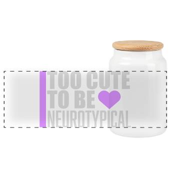 Too Cute To Be Neurotypical Lustig Autismus Logo - Panorama Keksdose mit Holzdeckel - Weiß - Vorne