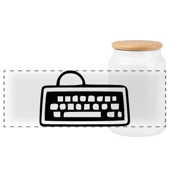 Retro Computer Screen White Vintage 80s 90s J - Panoramic Cookie Jar with Wooden Lid - white - Front