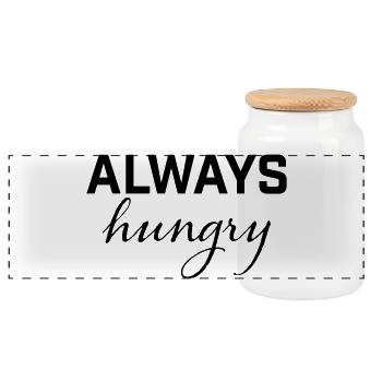 Always Hungry Essen Hunger Shirt - Panorama Keksdose mit Holzdeckel - Weiß - Vorne