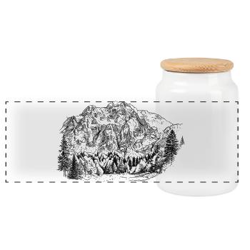 Schermberg Silhouette  Hetzau Totes Gebirge Design - Panorama Keksdose mit Holzdeckel - Weiß - Vorne
