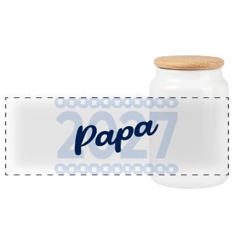 Fahrrad_Papa_Baby_2027 - Panoramic Cookie Jar with Wooden Lid - white - Front