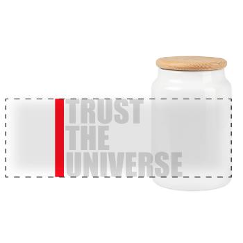 Trust The Universe Spirituell Universum Zitat Logo - Panorama Keksdose mit Holzdeckel - Weiß - Vorne