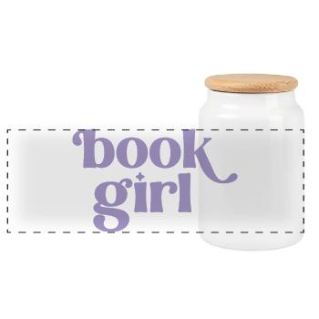 Fille des livres - Boîte à biscuits avec couvercle en bois - blanc - Devant