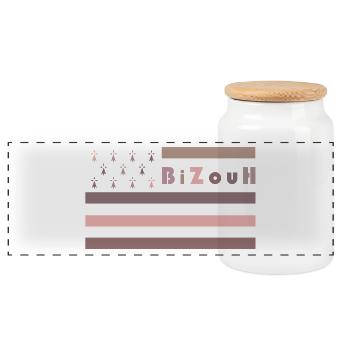 BizouH - GHD Liesliv - 04 - Panoramic Cookie Jar with Wooden Lid - white - Front