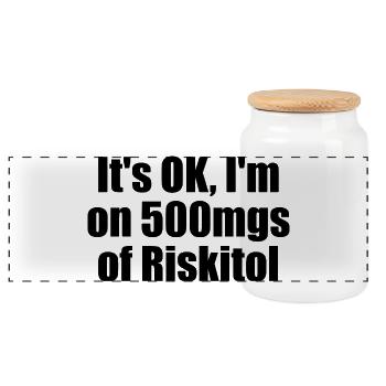 All good, I'm on 500 mg Riskitol. Funny G - Panoramic Cookie Jar with Wooden Lid - white - Front