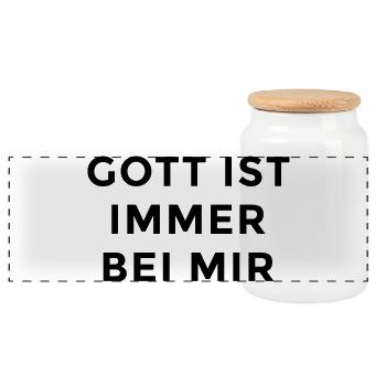 Gott ist immer bei mir - Panorama Keksdose mit Holzdeckel - Weiß - Vorne