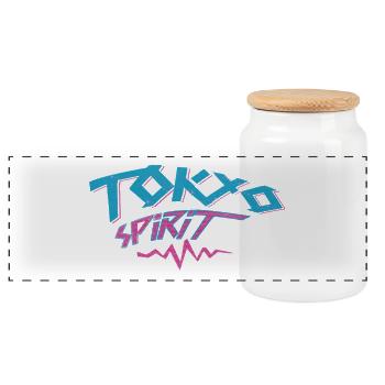 Tokio Spirit Neon-Graffiti - Panorama Keksdose mit Holzdeckel - Weiß - Vorne