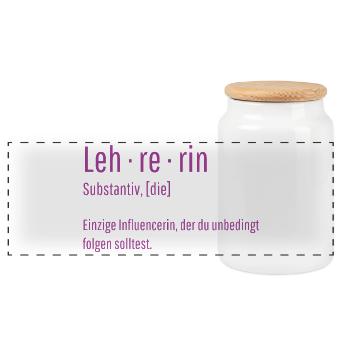 Lehrerin Substantiv Influencerin Lustig Geschenk - Panorama Keksdose mit Holzdeckel - Weiß - Vorne