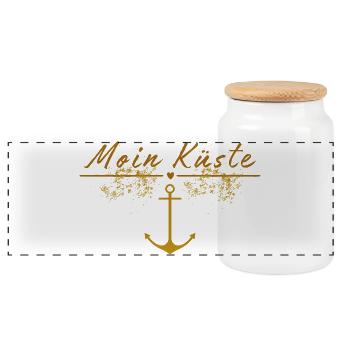 Moin Küste - Panorama Keksdose mit Holzdeckel - Weiß - Vorne