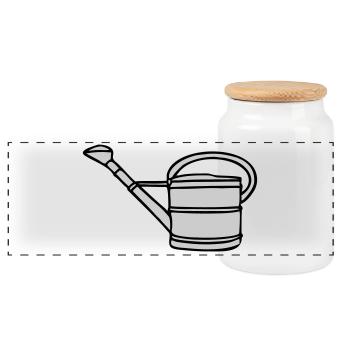 Watering can - Panoramic Cookie Jar with Wooden Lid - white - Front