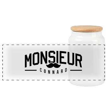 Monsieur-connard - Boîte à biscuits avec couvercle en bois - blanc - Devant