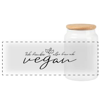 Ich denke also bin ich vegan - Panorama Keksdose mit Holzdeckel - Weiß - Vorne