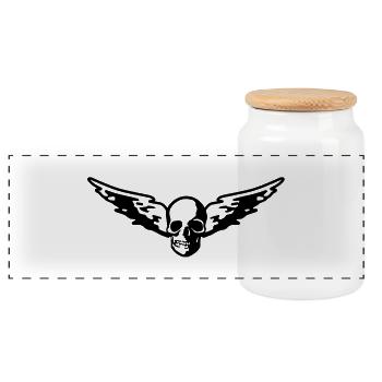 flying_skull - Panorama Keksdose mit Holzdeckel - Weiß - Vorne