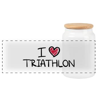 i_love_triathlon__f2 - Boîte à biscuits avec couvercle en bois - blanc - Devant