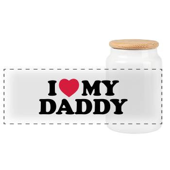 i_love_my_daddy - Boîte à biscuits avec couvercle en bois - blanc - Devant
