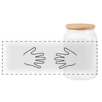 Hands - Panoramic Cookie Jar with Wooden Lid - white - Front