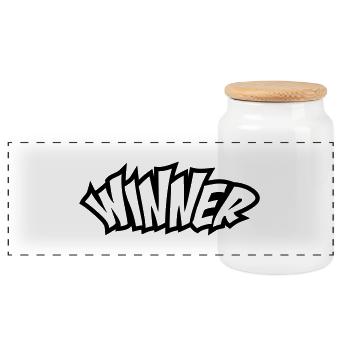 Winner - Panoramic Cookie Jar with Wooden Lid - white - Front