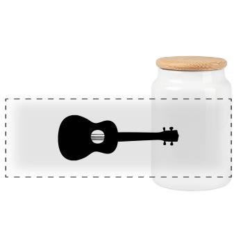 Ukulele - Panorama Keksdose mit Holzdeckel - Weiß - Vorne