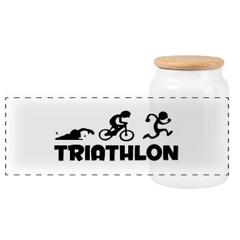 triathlon - Boîte à biscuits avec couvercle en bois - blanc - Devant