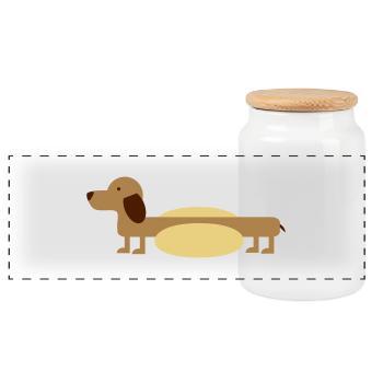 Hot-Dog - Panorama Keksdose mit Holzdeckel - Weiß - Vorne