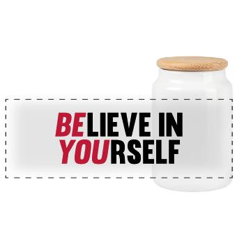 Believe in Yourself - Panorama Keksdose mit Holzdeckel - Weiß - Vorne