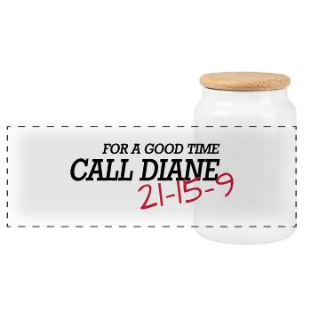 For a good time, call DIANE: - Panorama Keksdose mit Holzdeckel - Weiß - Vorne