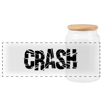 Crash - Panoramic Cookie Jar with Wooden Lid - white - Front
