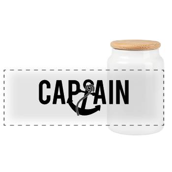 Captain Anchor Logo - Panorama Keksdose mit Holzdeckel - Weiß - Vorne