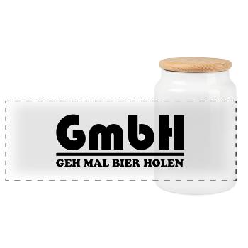 geh_mal_bier_holen_01 - Panorama Keksdose mit Holzdeckel - Weiß - Vorne